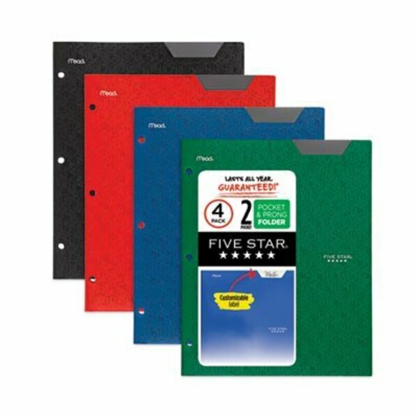 Mead Products Two-Pocket Stay-Put Plastic Folder, 11 x 8.5, Assorted, 4PK 38049
